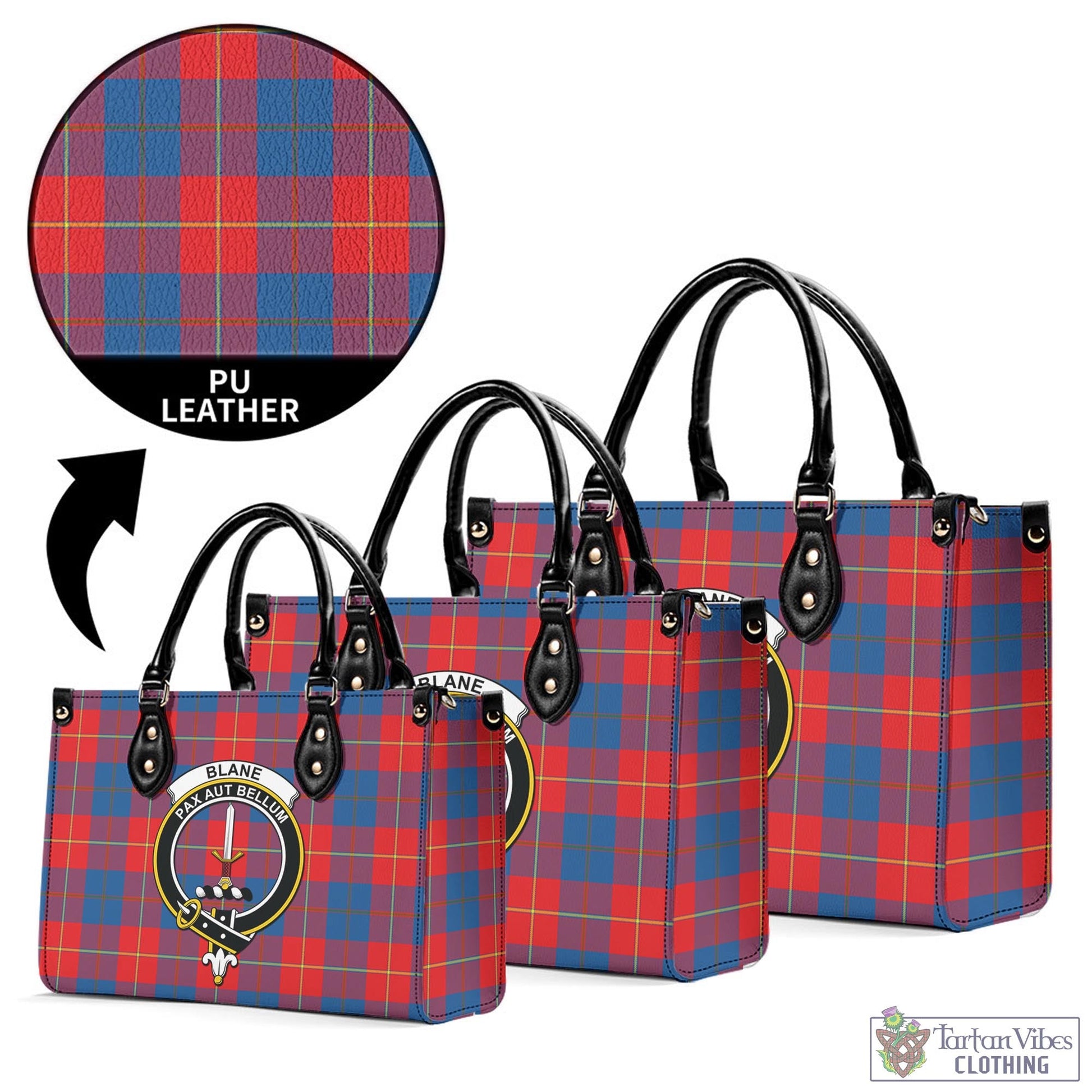 Blane Tartan Luxury Leather Handbags with Family Crest L - Tartan Vibes Clothing