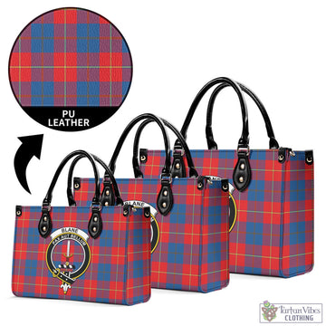 Blane Tartan Luxury Leather Handbags with Family Crest L - Tartan Vibes Clothing