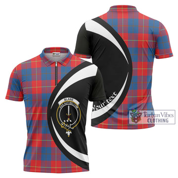 Blane Tartan Zipper Polo Shirt with Family Crest Circle Style Unisex - Tartan Vibes Clothing