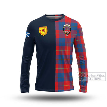Blane Tartan Long Sleeve T-Shirt Alba with Scottish Lion Royal Arm Half Style Unisex - Tartan Vibes Clothing
