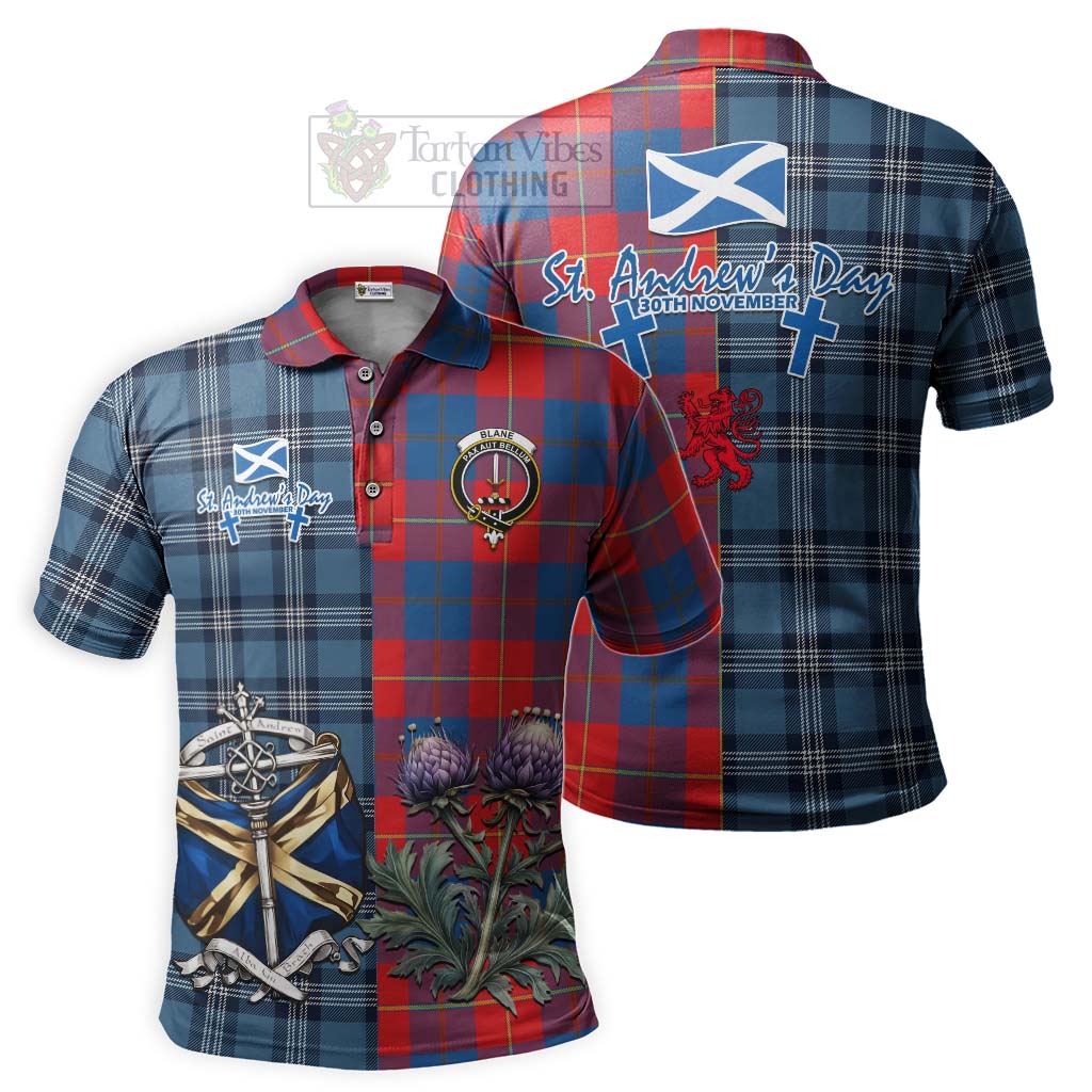 Blane Tartan Polo Shirt Happy St. Andrew's Day Half Tartan Style Kid - Tartan Vibes Clothing