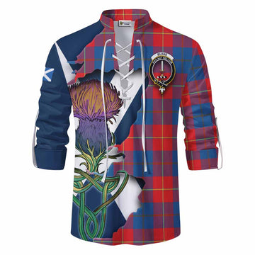Tartan Vibes Clothing Blane Tartan Family Crest Ghillie Kilt Shirt Scottish Thistle Celtic Inspired