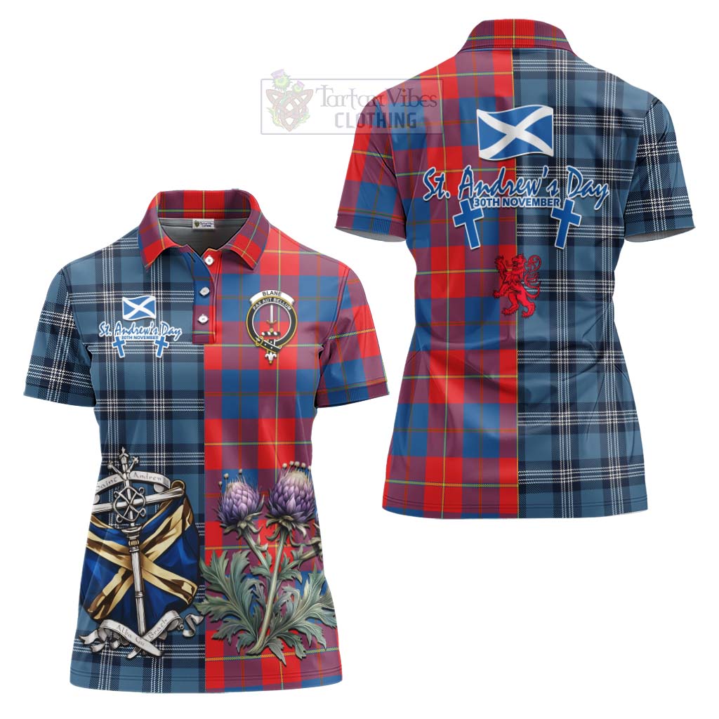 Tartan Vibes Clothing Blane Tartan Women's Polo Shirt Happy St. Andrew's Day Half Tartan Style