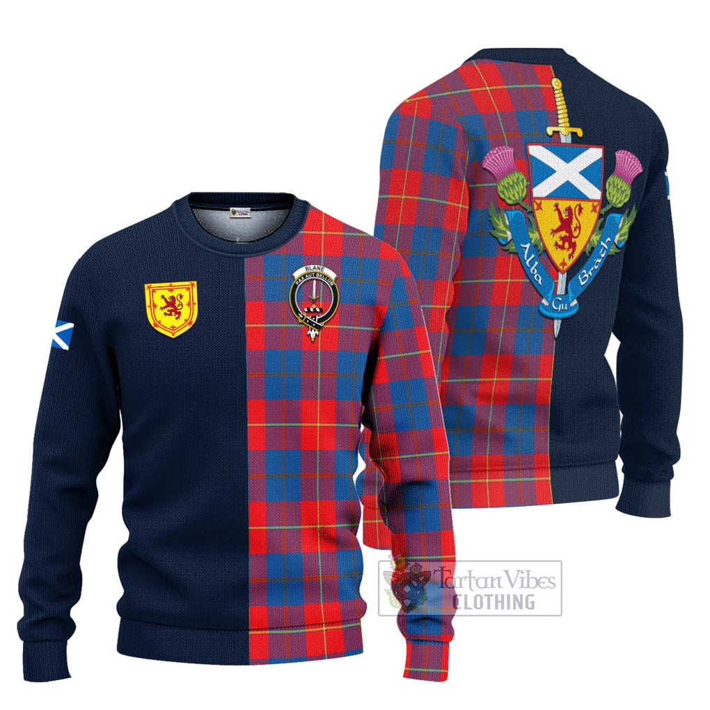 Blane Tartan Ugly Sweater Alba with Scottish Lion Royal Arm Half Style Unisex - Tartan Vibes Clothing