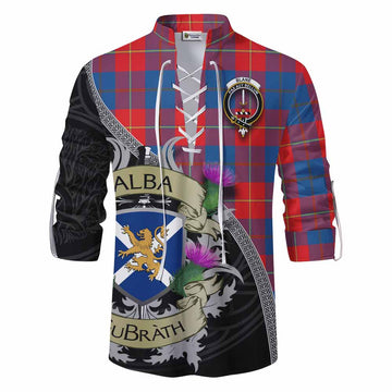 Blane Tartan Family Crest Ghillie Kilt Shirt Lion Rampant Royal Thistle Shield Celtic Inspired Men - Tartan Vibes Clothing
