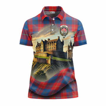 Blane Tartan Family Crest Women's Polo Shirt with Scottish Ancient Castle Style Women - Tartan Vibes Clothing