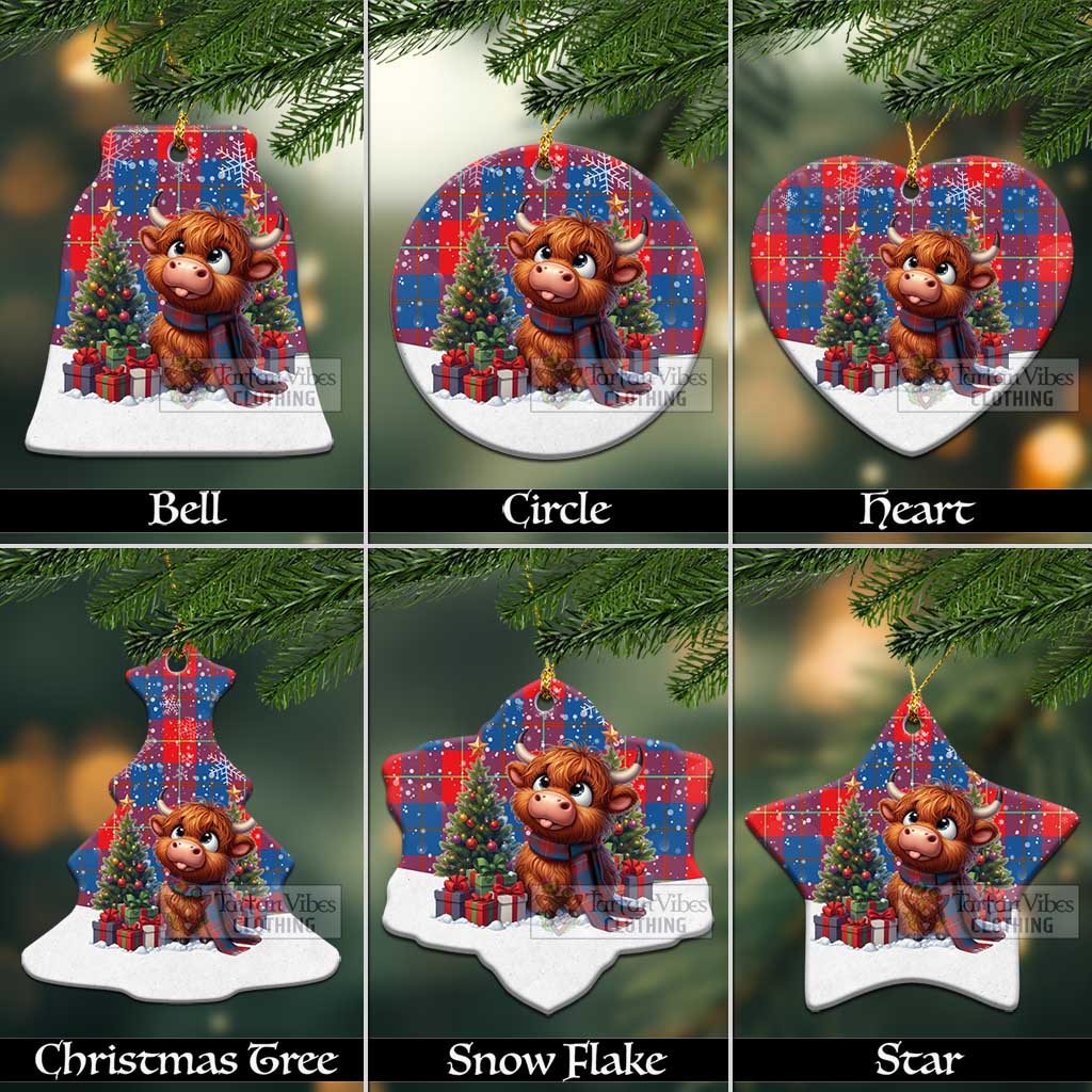 Blane Tartan Christmas Ceramic Ornament with Adorable Highland Coo Ceramic - Tartan Vibes Clothing
