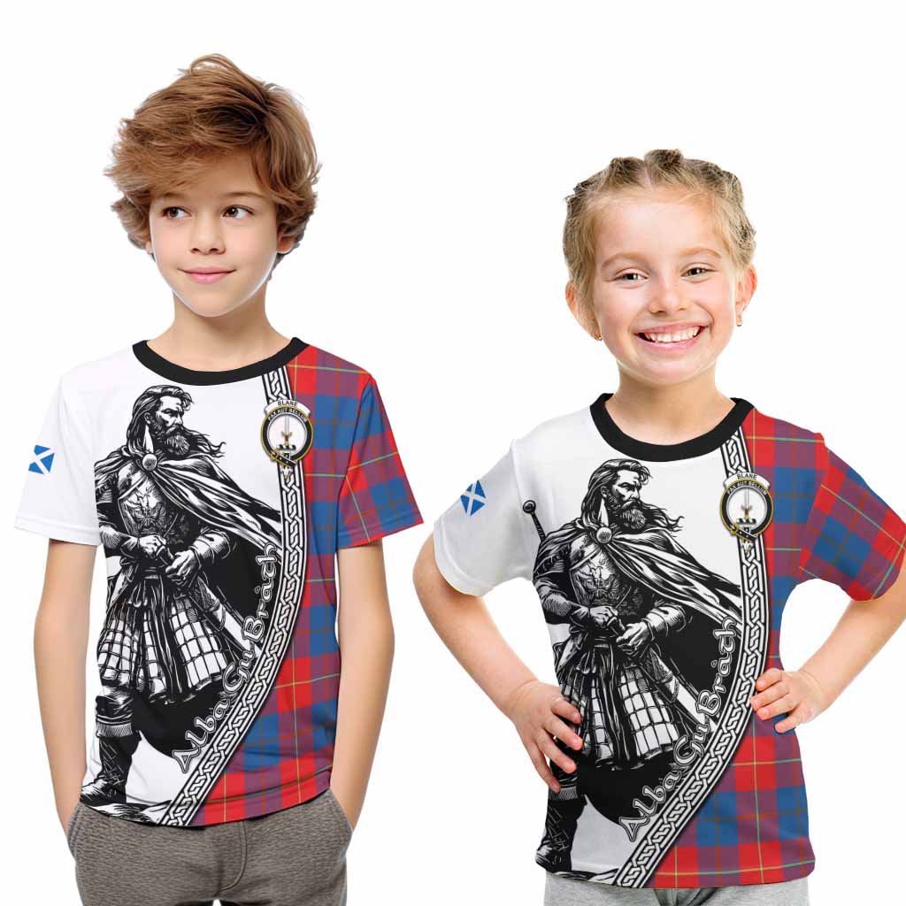 Blane Tartan Clan Crest Kid T-Shirt with Highlander Warrior Celtic Style Youth XL Size14 - Tartan Vibes Clothing
