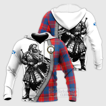Blane Tartan Clan Crest Knitted Hoodie with Highlander Warrior Celtic Style Unisex Knitted Pullover Hoodie - Tartan Vibes Clothing
