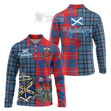 Blane Tartan Long Sleeve Polo Shirt Happy St. Andrew's Day Half Tartan Style Unisex - Tartan Vibes Clothing