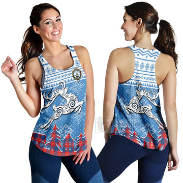 Blane Clan Christmas Women's Racerback Tanks Celtic Reindeer Style 4XL - Tartan Vibes Clothing