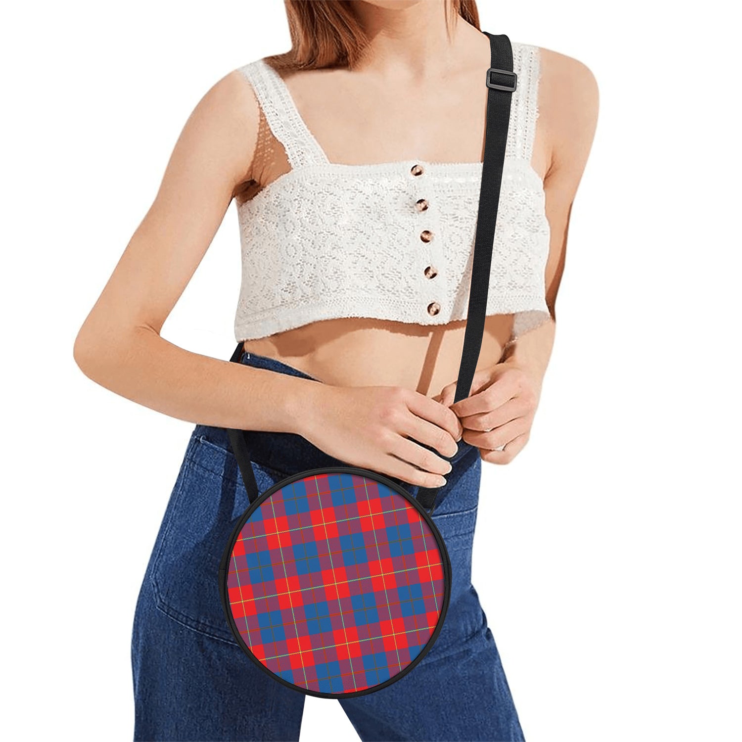 Blane Tartan Round Satchel Bags One Size 9*9*2.7 inch - Tartan Vibes Clothing