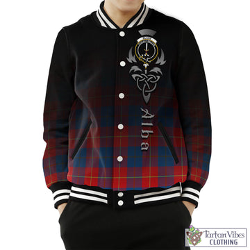Tartan Vibes Clothing Blane Tartan Baseball Jacket Featuring Alba Gu Brath Family Crest Celtic Inspired