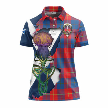 Tartan Vibes Clothing Blane Tartan Family Crest Women's Polo Shirt Scottish Thistle Celtic Inspired