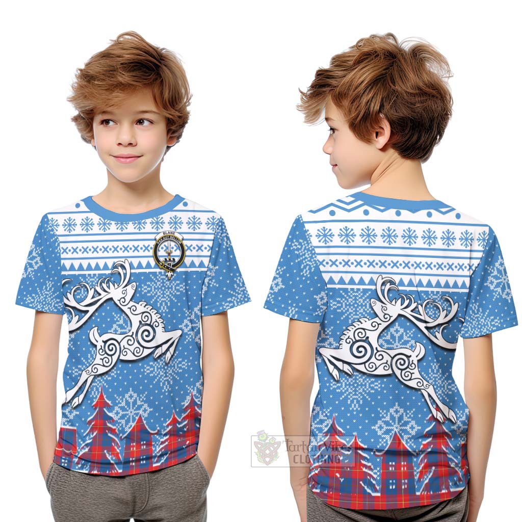 Blane Clan Christmas Kid T-Shirt Celtic Reindeer Style Youth XL Size14 - Tartan Vibes Clothing