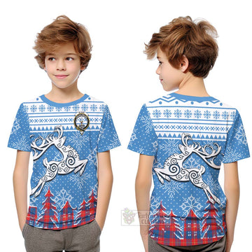 Blane Clan Christmas Kid T-Shirt Celtic Reindeer Style Youth XL Size14 - Tartan Vibes Clothing