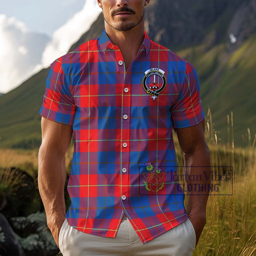 Blane Tartan Cotton Hawaiian Shirt with Family Crest Kid - Tartan Vibes Clothing