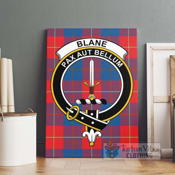 Blane Tartan Canvas Print Wall Art with Family Crest