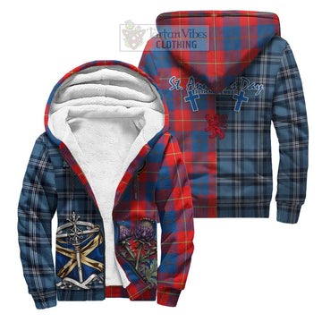 Blane Tartan Sherpa Hoodie Happy St. Andrew's Day Half Tartan Style Unisex S - Tartan Vibes Clothing