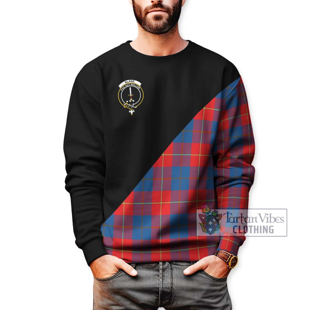 Blane Tartan Sweatshirt with Family Crest and Military Logo Style Unisex - Tartan Vibes Clothing