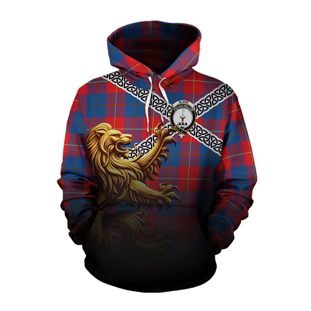 Blane Crest Tartan Cotton Hoodie with Golden Lion Emblem Celtic Style Pullover Hoodie XS - Tartan Vibes Clothing