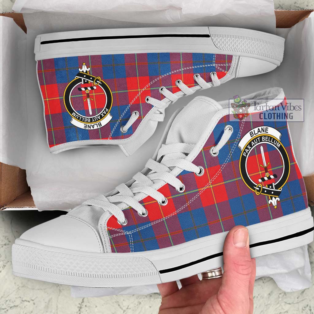 Tartan Vibes Clothing Blane Tartan High Top Shoes with Family Crest