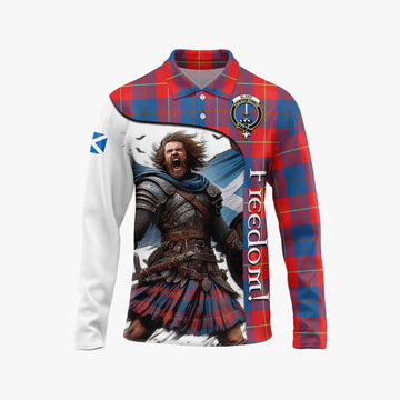 Blane Crest Tartan Long Sleeve Polo Shirt Inspired by the Freedom of Scottish Warrior Unisex - Tartan Vibes Clothing