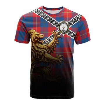 Tartan Vibes Clothing Blane Crest Tartan Cotton T-shirt with Golden Lion Emblem Celtic Style