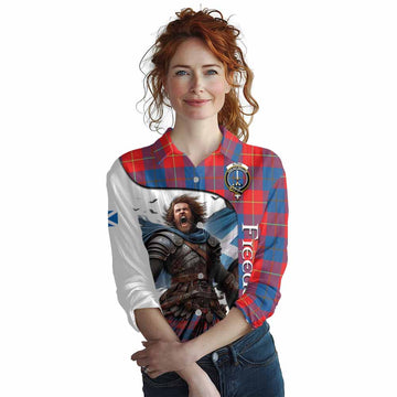 Blane Crest Tartan Women's Casual Shirt Inspired by the Freedom of Scottish Warrior Female - Tartan Vibes Clothing