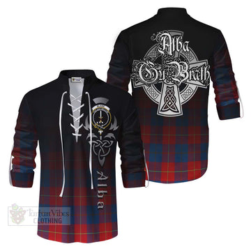 Blane Tartan Ghillie Kilt Shirt Featuring Alba Gu Brath Family Crest Celtic Inspired Men - Tartan Vibes Clothing