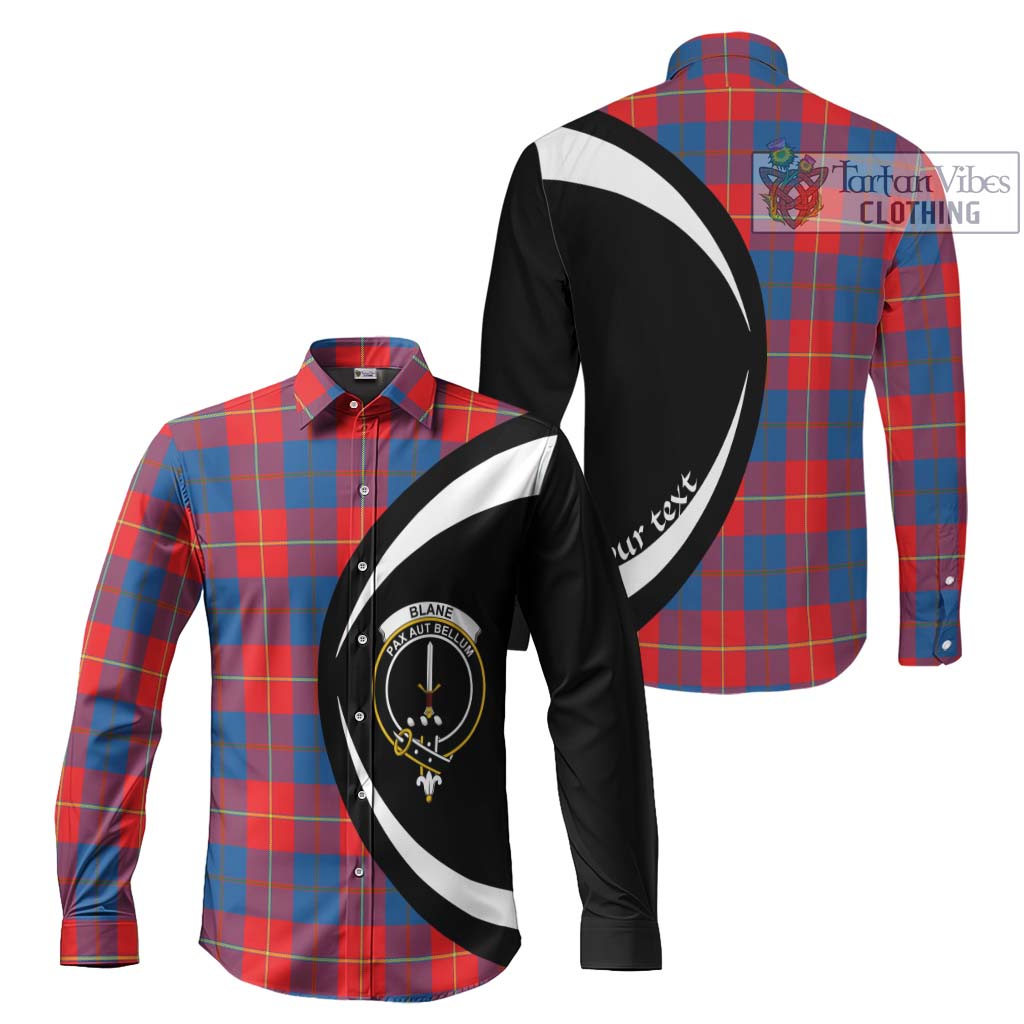 Blane Tartan Long Sleeve Button Up with Family Crest Circle Style Men's Shirt S - Tartan Vibes Clothing