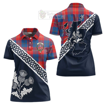 Tartan Vibes Clothing Blane Tartan Women's Polo Shirt Featuring Thistle and Scotland Map