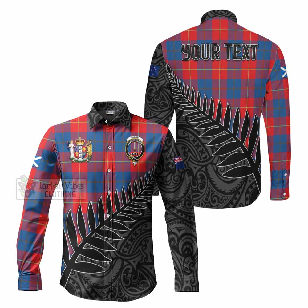 Blane Crest Tartan Long Sleeve Button Shirt with New Zealand Silver Fern Half Style Men's Shirt S - Tartan Vibes Clothing