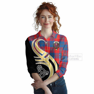 Blane Tartan Women's Casual Shirt with Family Crest and Celtic Symbol Style Female - Tartan Vibes Clothing