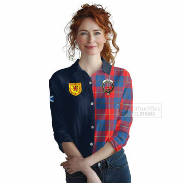 Blane Tartan Women's Casual Shirt Alba with Scottish Lion Royal Arm Half Style Female - Tartan Vibes Clothing