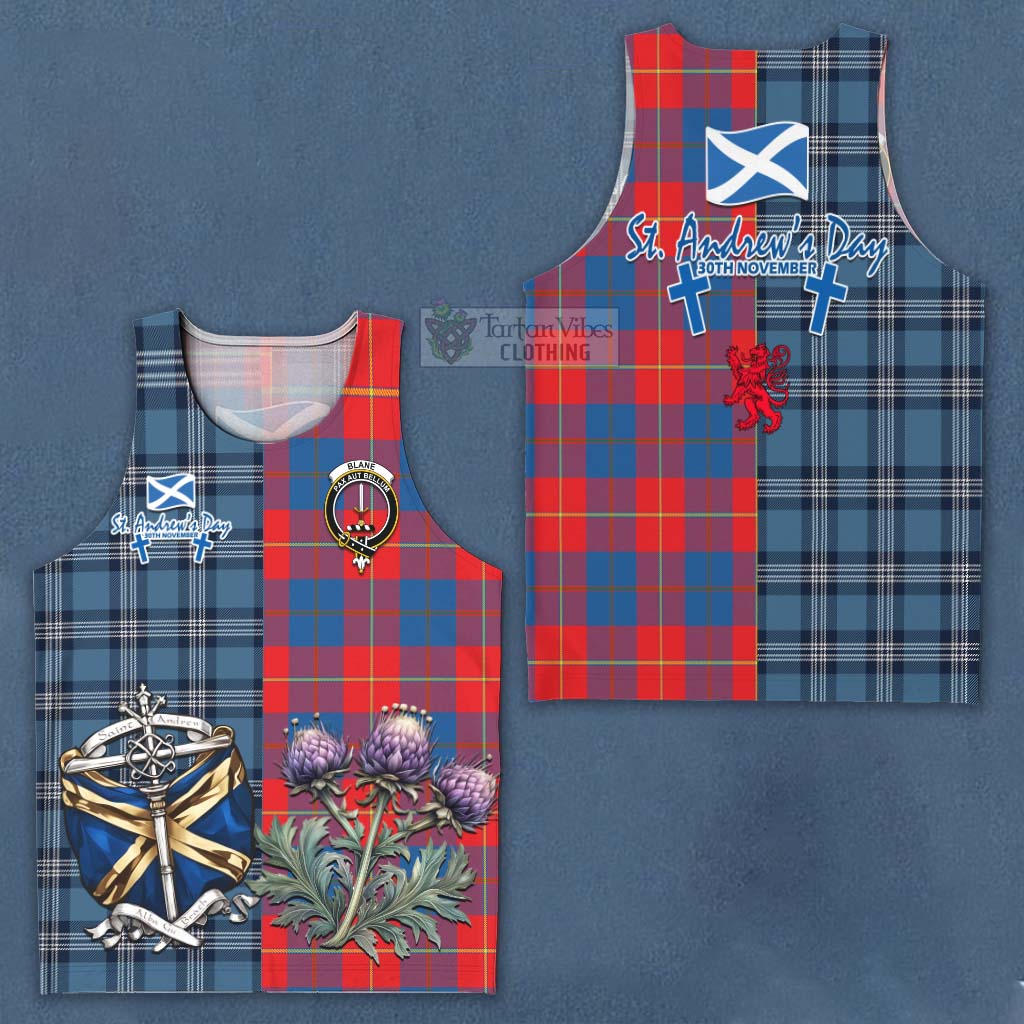 Blane Tartan Men's Tank Top Happy St. Andrew's Day Half Tartan Style Men - Tartan Vibes Clothing