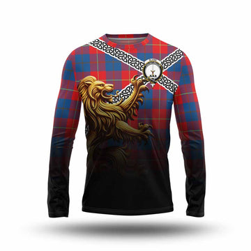 Blane Crest Tartan Long Sleeve T-Shirt with Golden Lion Emblem Celtic Style Unisex - Tartan Vibes Clothing
