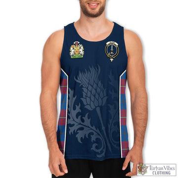Tartan Vibes Clothing Blane Tartan Men's Tanks Top with Family Crest and Scottish Thistle Vibes Sport Style