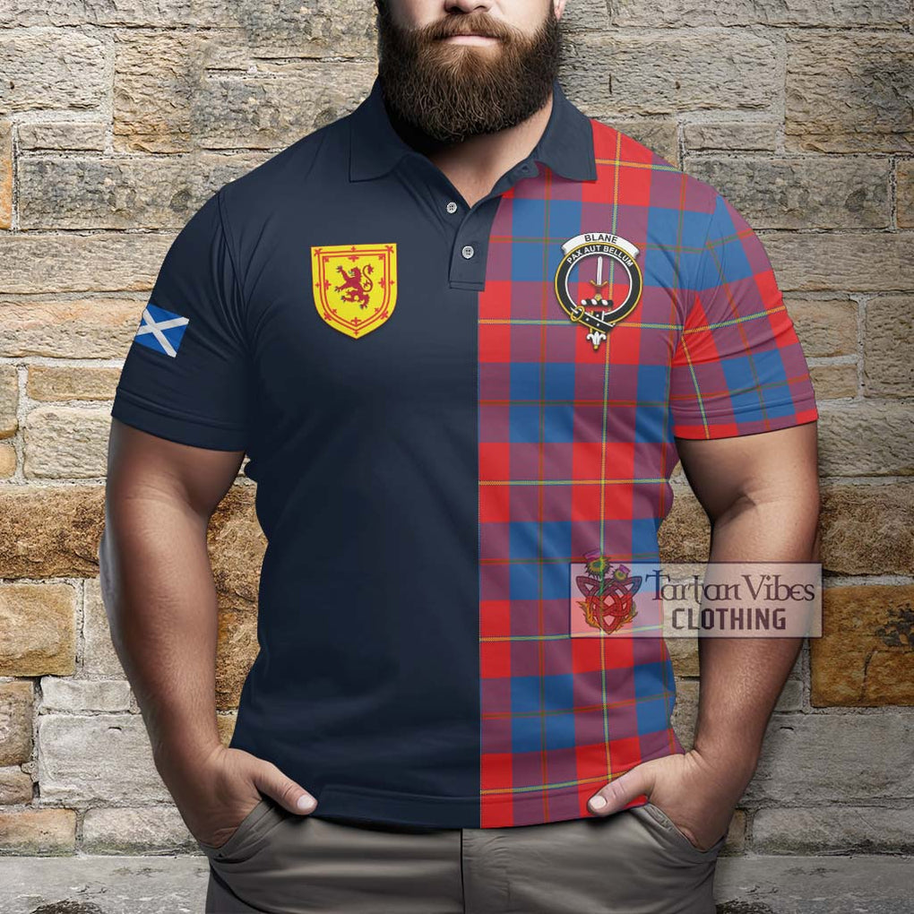 Blane Tartan Polo Shirt Alba with Scottish Lion Royal Arm Half Style - Tartan Vibes Clothing
