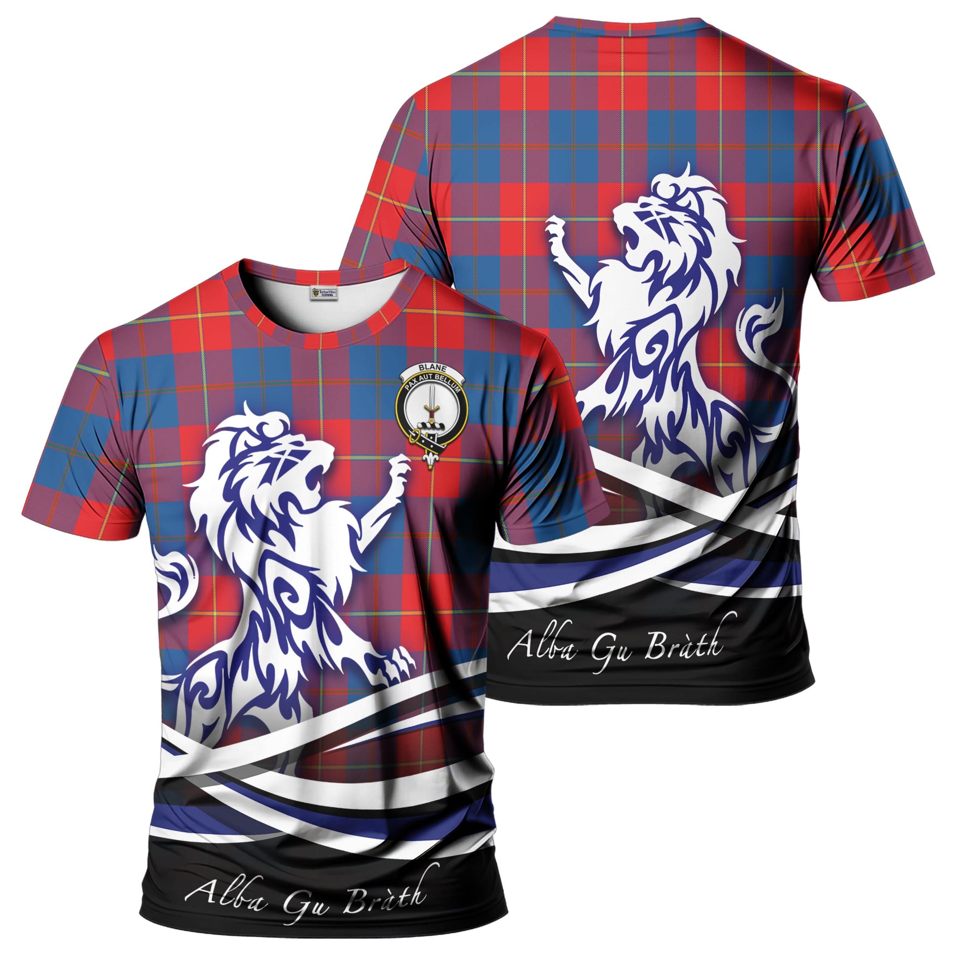 Blane Tartan T-Shirt with Alba Gu Brath Regal Lion Emblem - Tartan Vibes Clothing