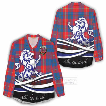 Blane Tartan Women's Casual Shirt with Alba Gu Brath Regal Lion Emblem - Tartan Vibes Clothing