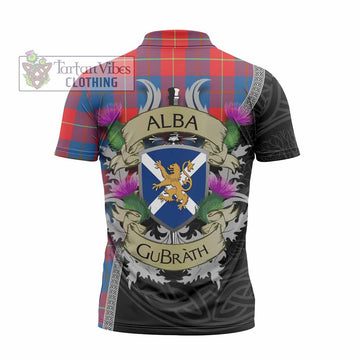Blane Tartan Family Crest Zipper Polo Shirt Lion Rampant Royal Thistle Shield Celtic Inspired - Tartan Vibes Clothing