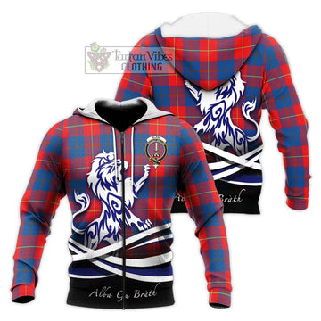 Blane Tartan Knitted Hoodie with Alba Gu Brath Regal Lion Emblem Unisex Knitted Zip Hoodie - Tartan Vibes Clothing