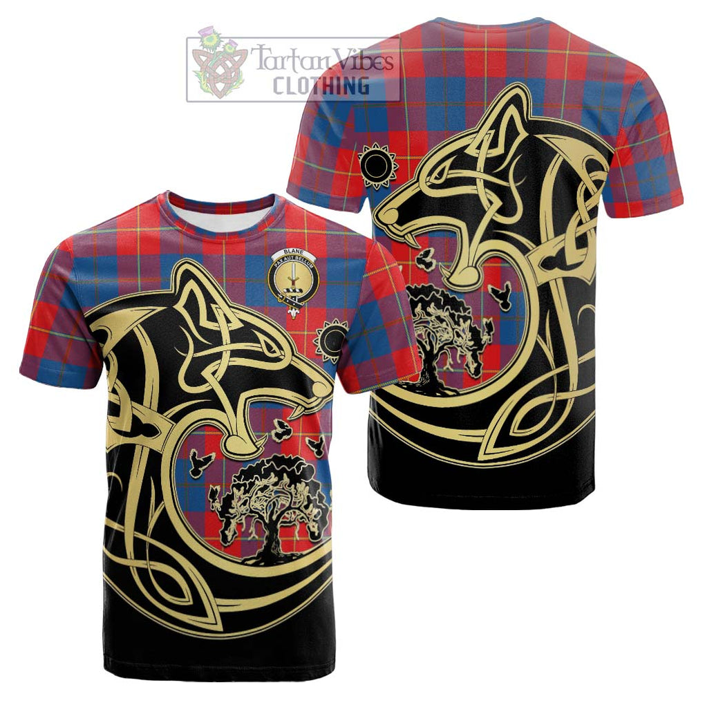 Blane Tartan Cotton T-shirt with Family Crest Celtic Wolf Style Kid's Shirt - Tartan Vibes Clothing