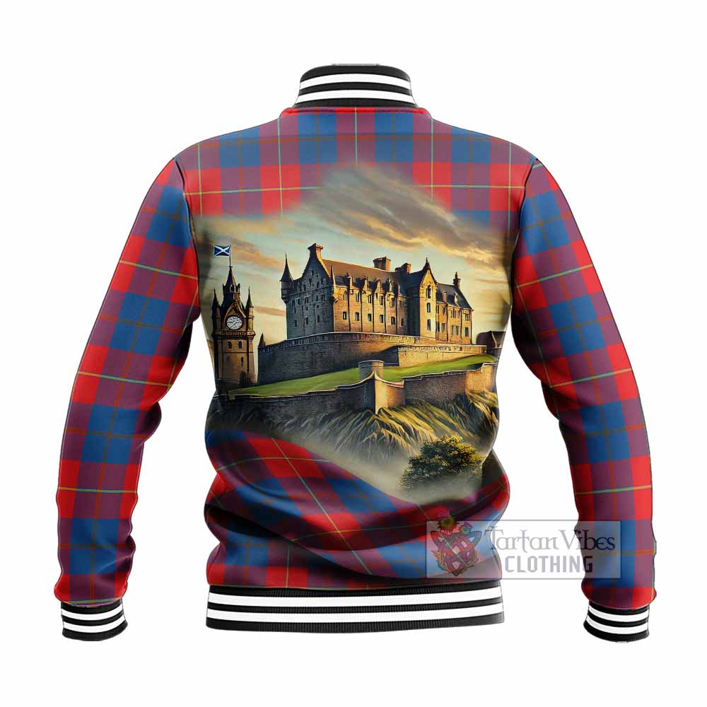 Blane Tartan Family Crest Baseball Jacket with Scottish Ancient Castle Style - Tartan Vibes Clothing