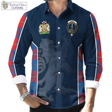 Blane Tartan Long Sleeve Button Up Shirt with Family Crest and Lion Rampant Vibes Sport Style - Tartan Vibes Clothing