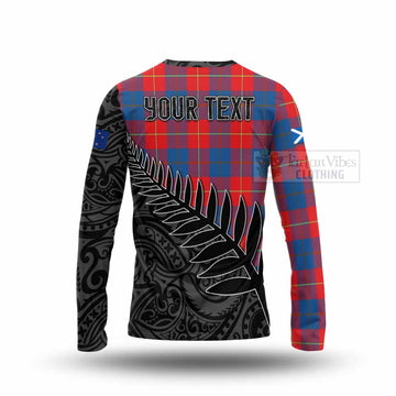 Blane Crest Tartan Long Sleeve T-Shirt with New Zealand Silver Fern Half Style - Tartan Vibes Clothing