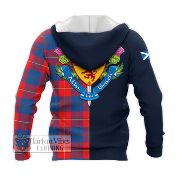 Blane Tartan Knitted Hoodie Alba with Scottish Lion Royal Arm Half Style - Tartan Vibes Clothing