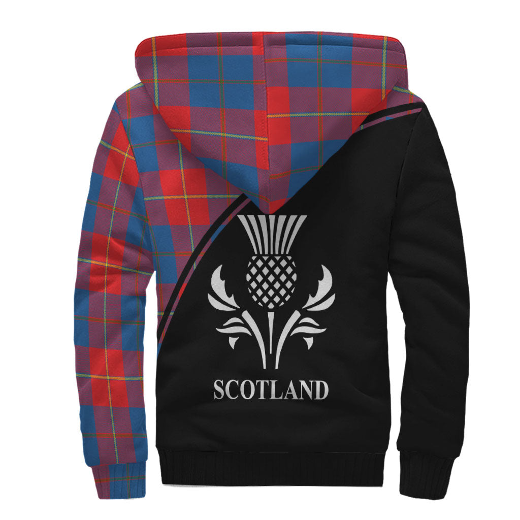 Blane Tartan Sherpa Hoodie with Family Crest Curve Style - Tartanvibesclothing