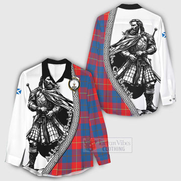 Blane Tartan Clan Crest Women's Casual Shirt with Highlander Warrior Celtic Style - Tartan Vibes Clothing